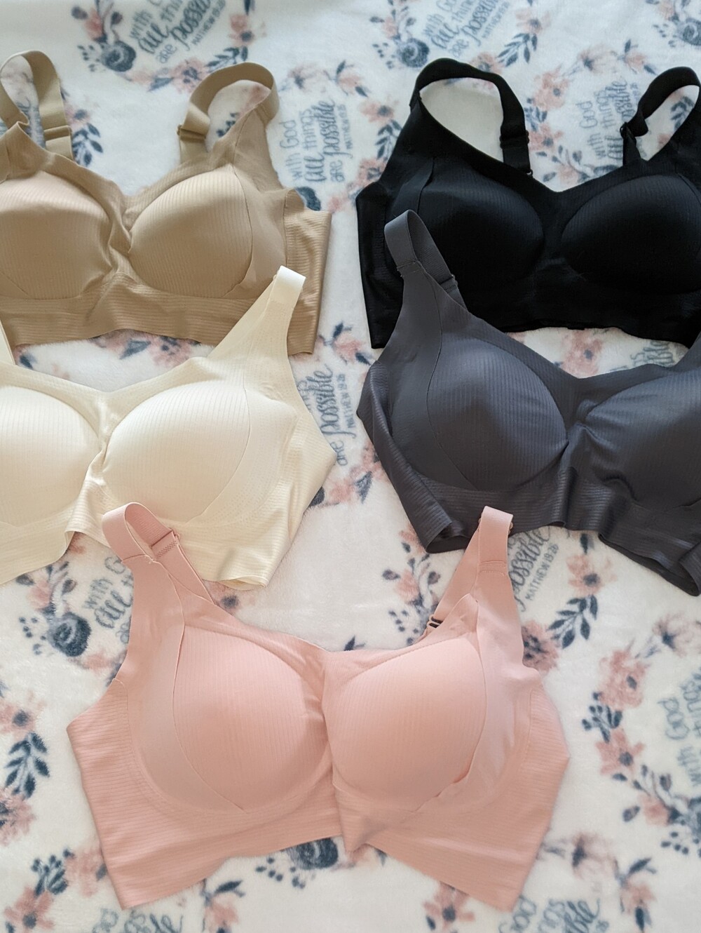Seamless Wireless Comfort Bra - Pink, Black, Gray, Cream, Tan